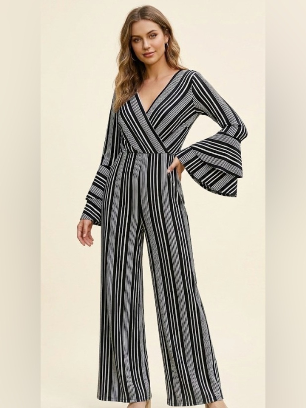Thalia Sodi size large black, and white jumpsuit